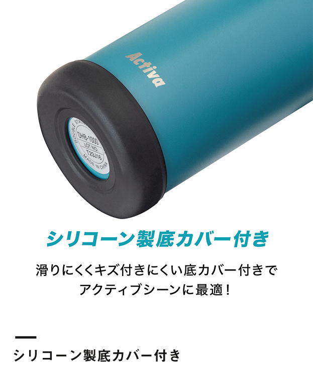 アトラス Activa ハンドル付きダイレクトボトル 1000mL（ADHB-1000）シリコーン製底カバー付き