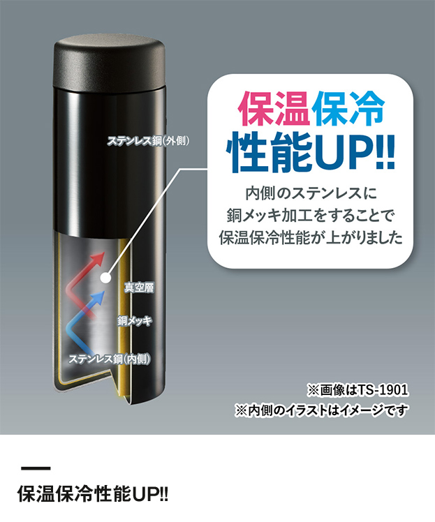 ステンレスサーモドリンクボトル280ml（SNS-0300562）保温保冷性能UP!!