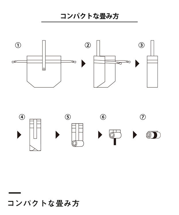 クルリト コンパクトクーラー巾着バッグ（SNS-0300583）コンパクトな畳み方