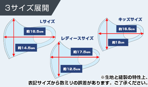 日本製クールマスク:3サイズ展開